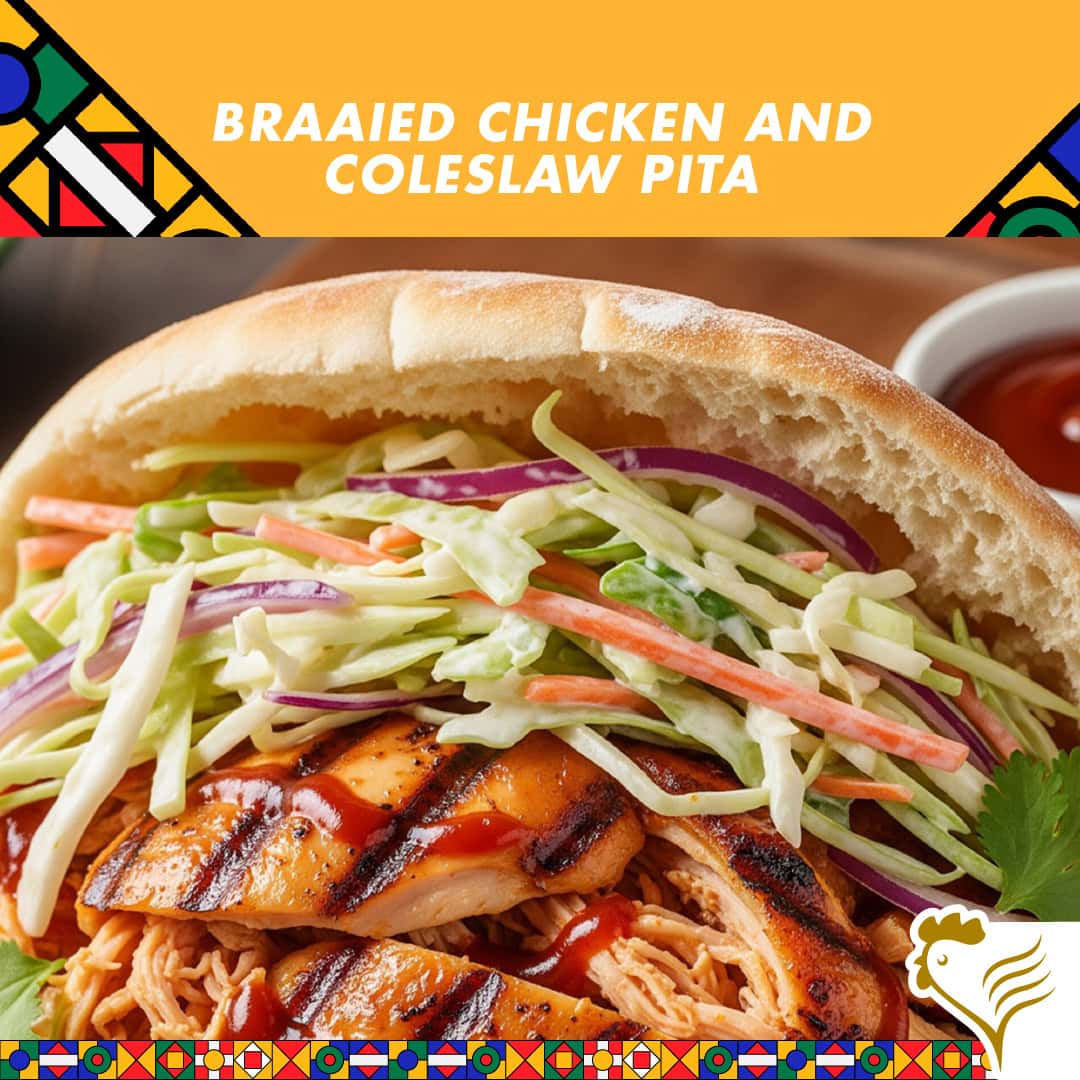 Braai Chicken and Coleslaw in Flatbread Recipe