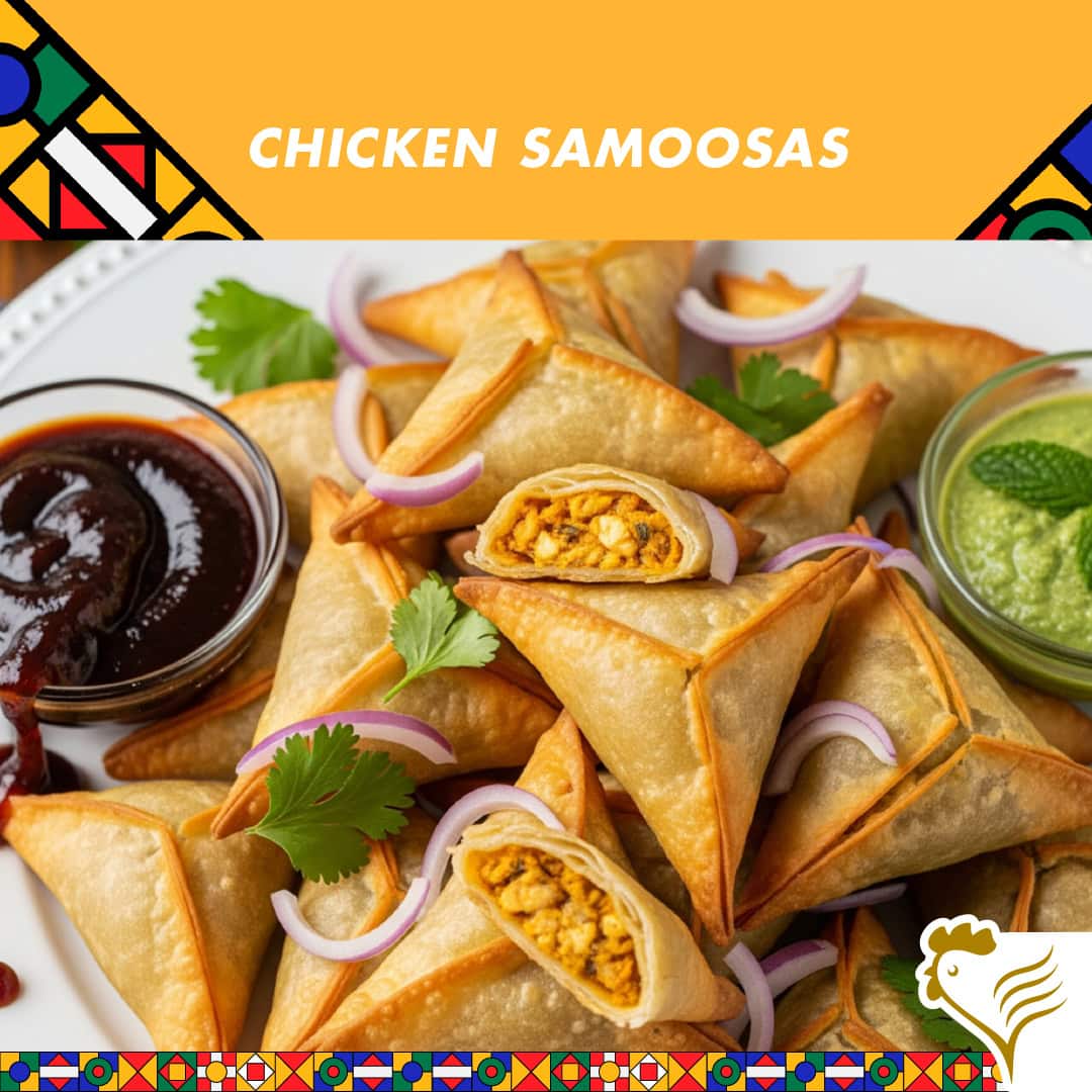 Braaied Chicken Samosas Served with Chutney