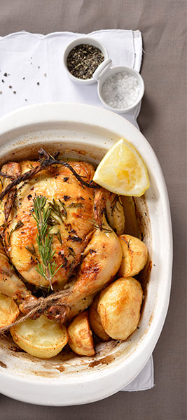 Roast chicken served with roast potatoes
