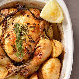 Roast chicken served with roast potatoes
